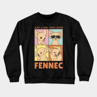 Just A Girl Who Loves Fennec Fox Vintage Retro Crewneck Sweatshirt